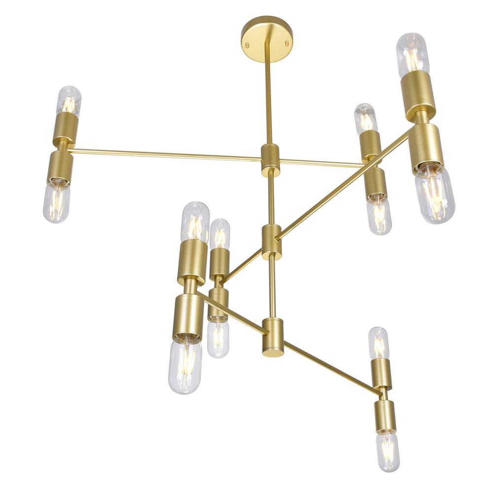 Hand Crank 12 Light Chandelier With Medallion Gold Finish. Picture 3