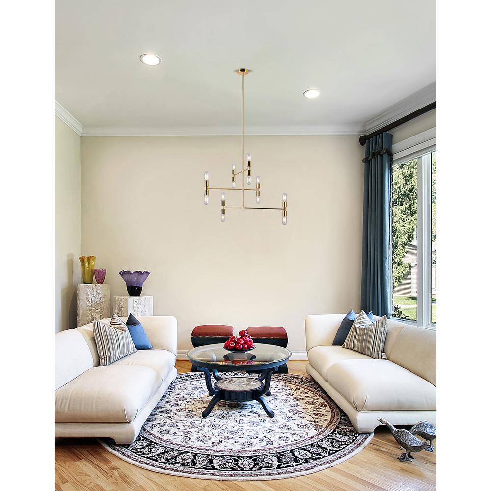 Hand Crank 12 Light Chandelier With Medallion Gold Finish. Picture 7