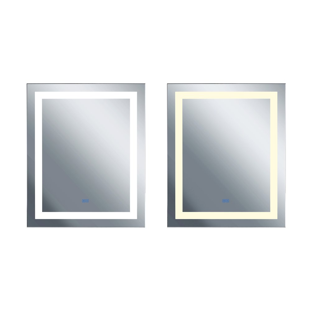 Abril Rectangular 32x40in Matte White Integrated LED Mirror. Picture 1