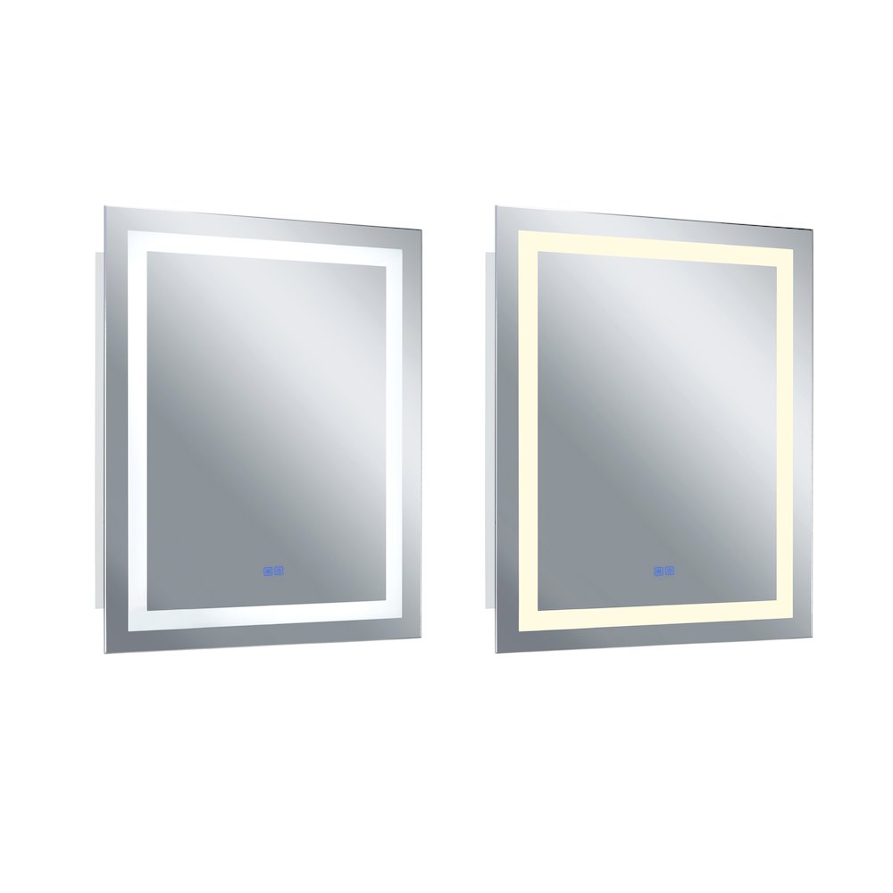 Abril Rectangular 32x40in Matte White Integrated LED Mirror. Picture 3