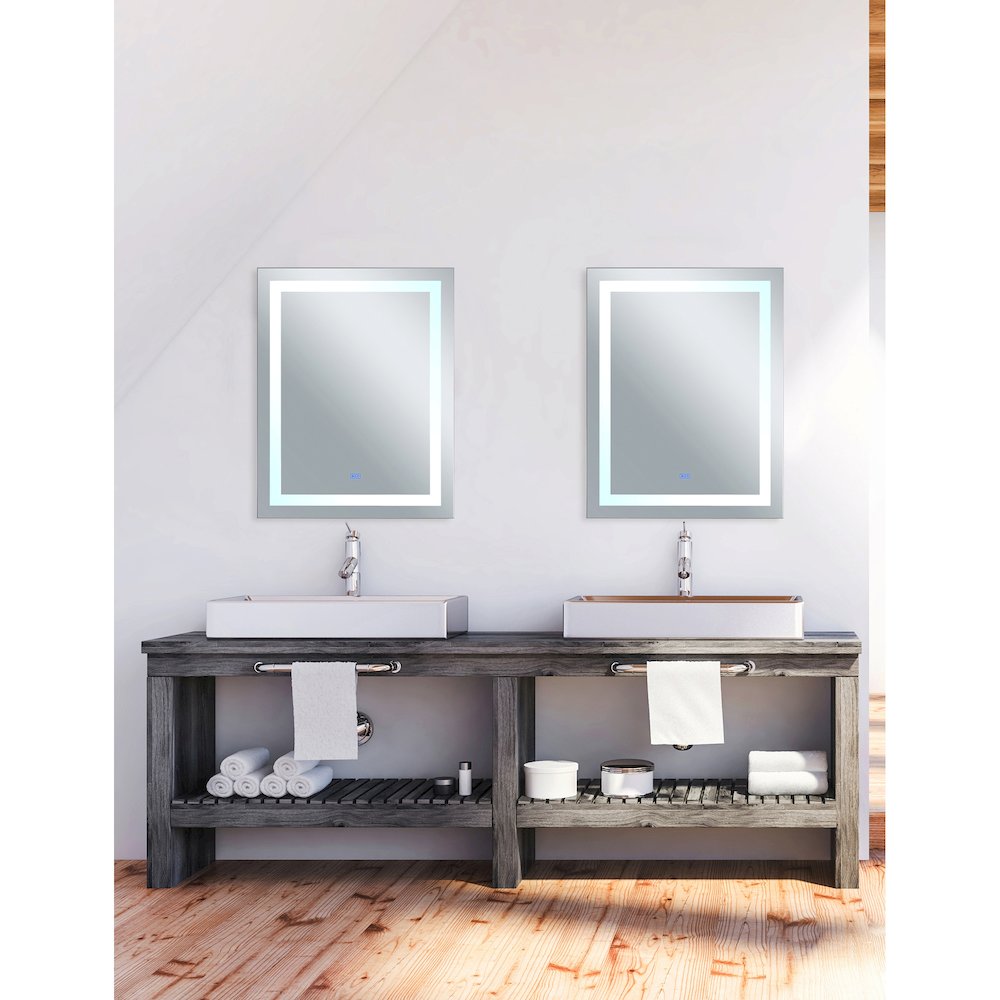 Abril Rectangular 32x40in Matte White Integrated LED Mirror. Picture 2