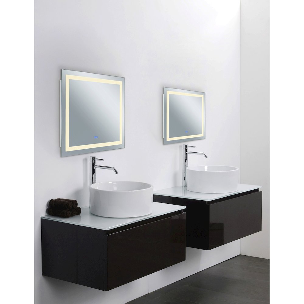 Abril Square 36x36in Matte White Integrated LED Mirror. Picture 4