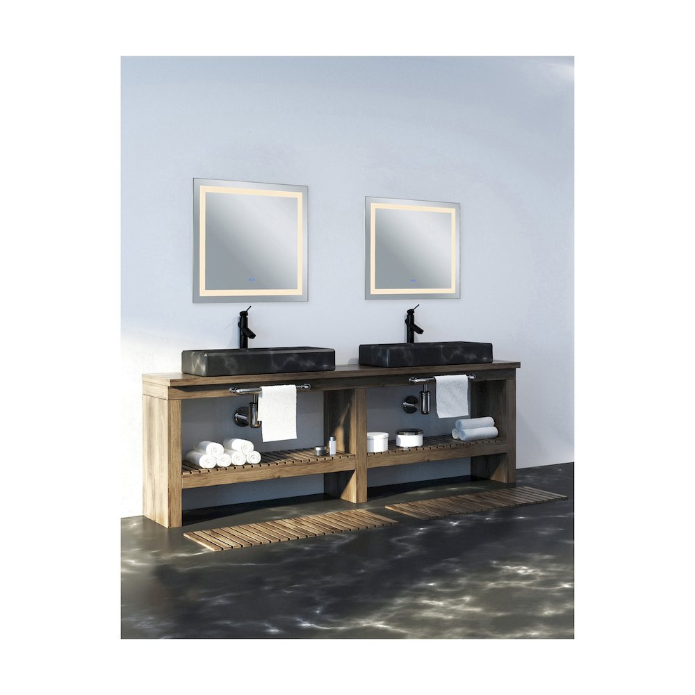 Abril Square 36x36in Matte White Integrated LED Mirror. Picture 2