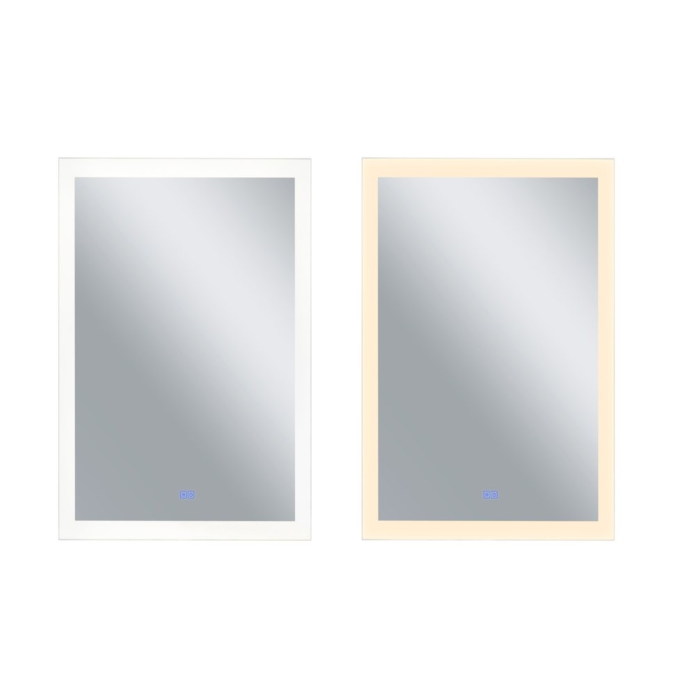 Abigail Rectangular 30x49in Matte White Integrated LED Mirror. Picture 1