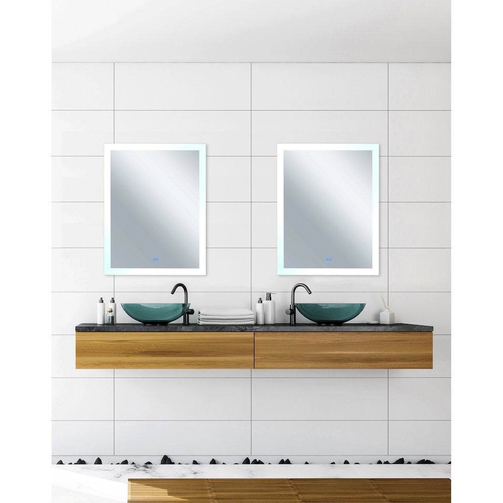 Abigail Rectangular 32x40in Matte White Integrated LED Mirror. Picture 2