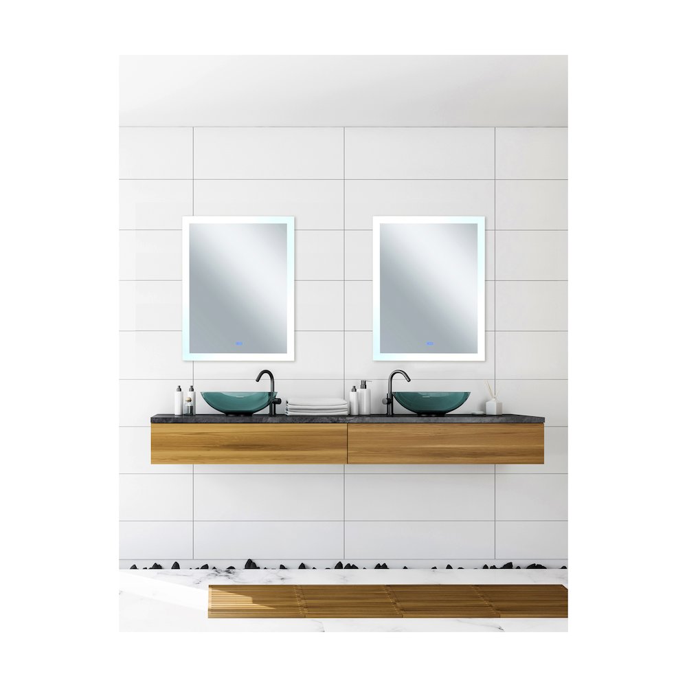 Abigail Rectangular 32x40in Matte White Integrated LED Mirror. Picture 6