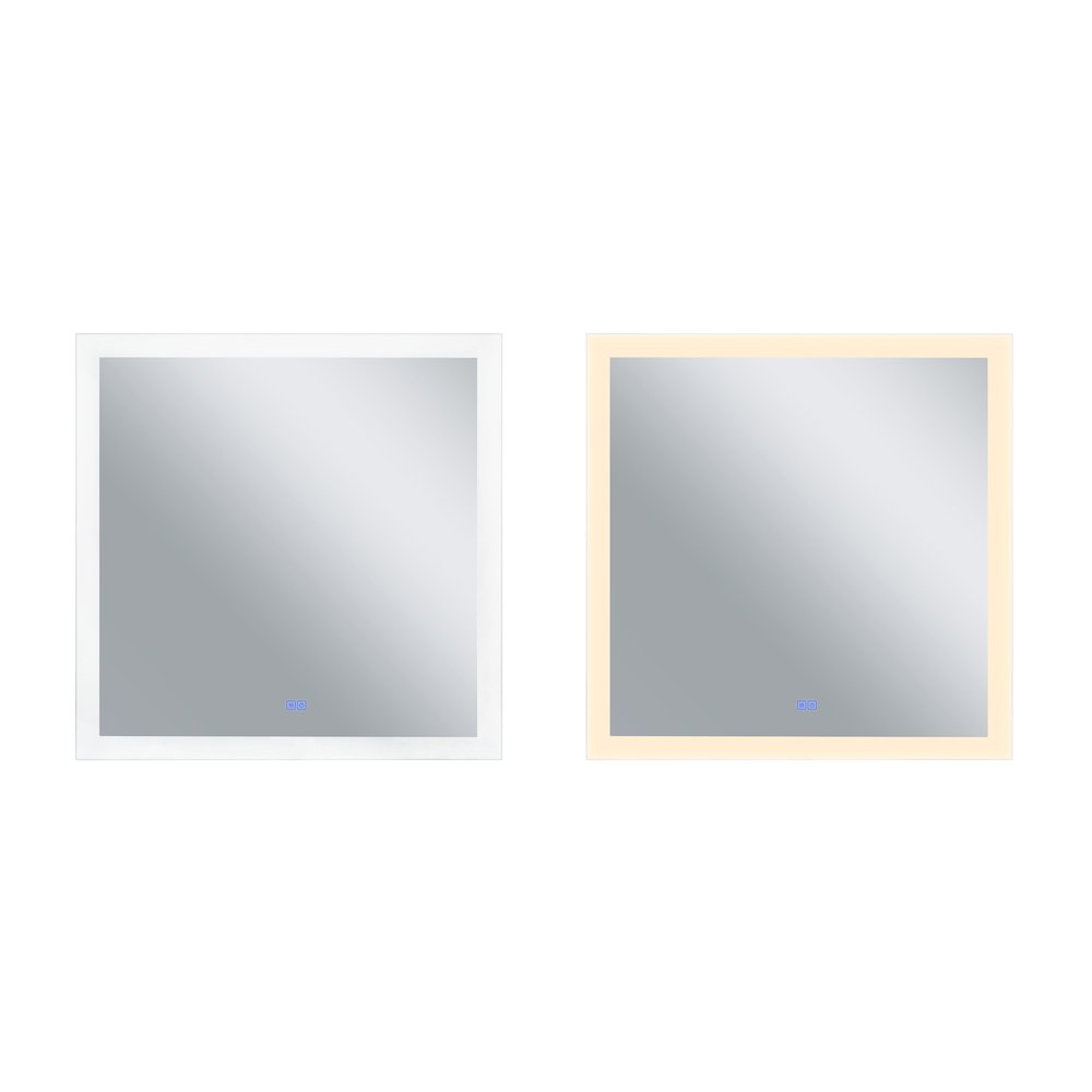 Abigail Square 36x36in Matte White Integrated LED Mirror. Picture 1