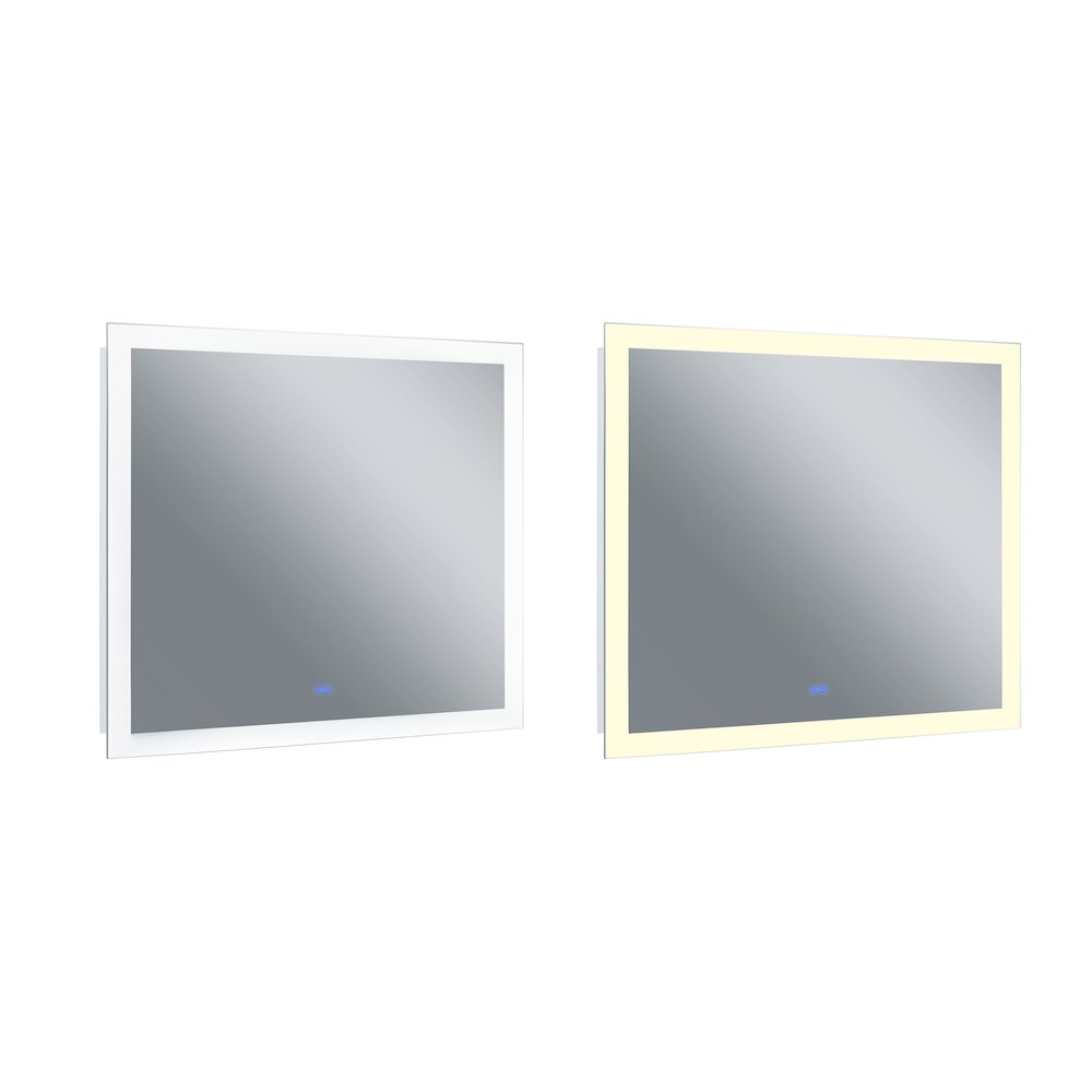 Abigail Rectangular 40x36in Matte White Integrated LED Mirror. Picture 1