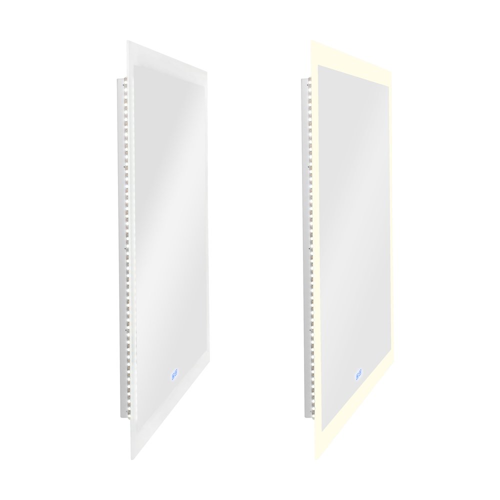 Abigail Rectangular 40x36in Matte White Integrated LED Mirror. Picture 3