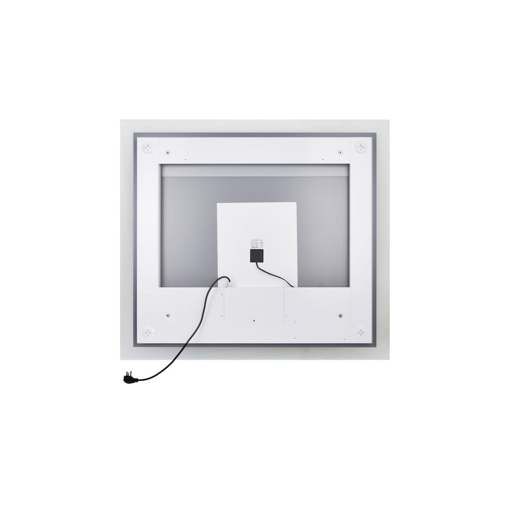 Abigail Rectangular 40x36in Matte White Integrated LED Mirror. Picture 4