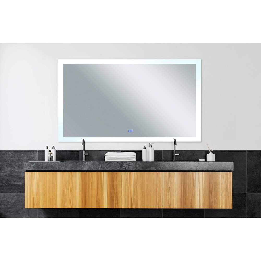 Abigail Rectangular 58x36in Matte White Integrated LED Mirror. Picture 2