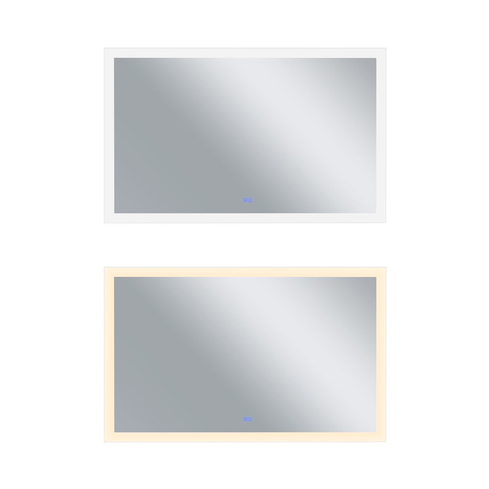 Abigail Rectangular 70x36in Matte White Integrated LED Mirror. Picture 1