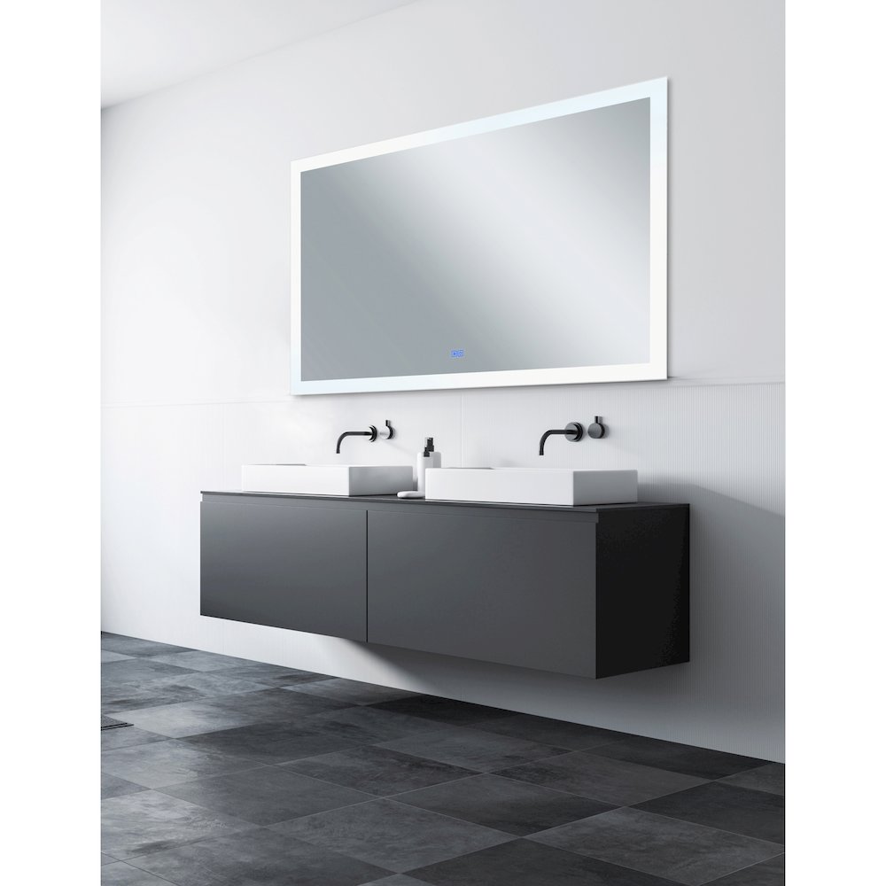 Abigail Rectangular 70x36in Matte White Integrated LED Mirror. Picture 2