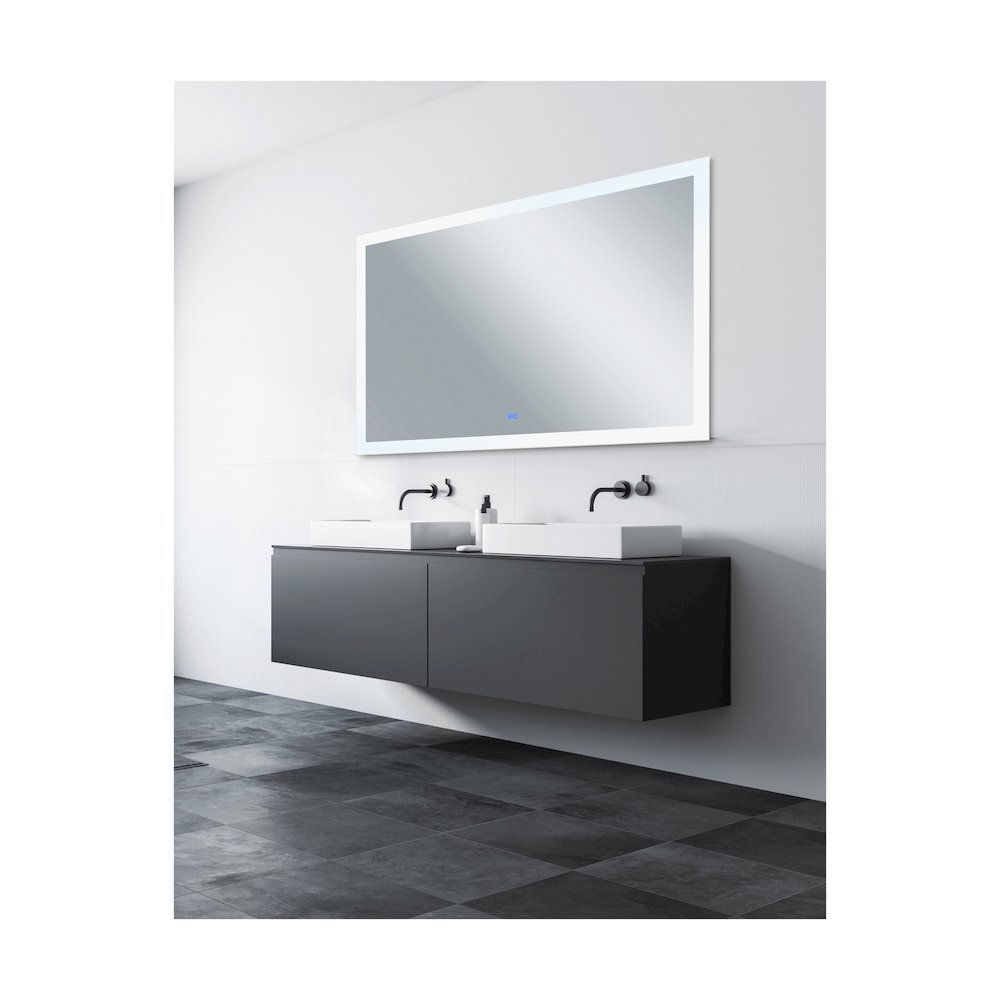 Abigail Rectangular 70x36in Matte White Integrated LED Mirror. Picture 5