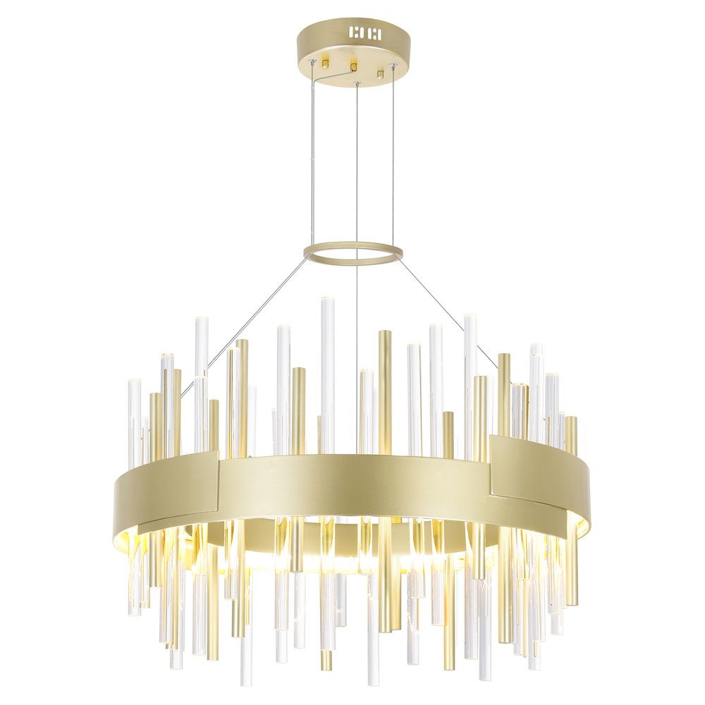 Millipede 20 in LED Satin Gold Chandelier. Picture 1