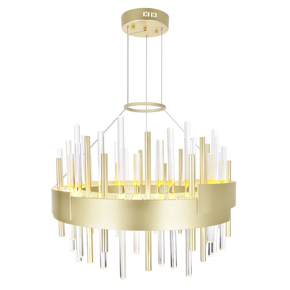 Millipede 20 in LED Satin Gold Chandelier. Picture 2