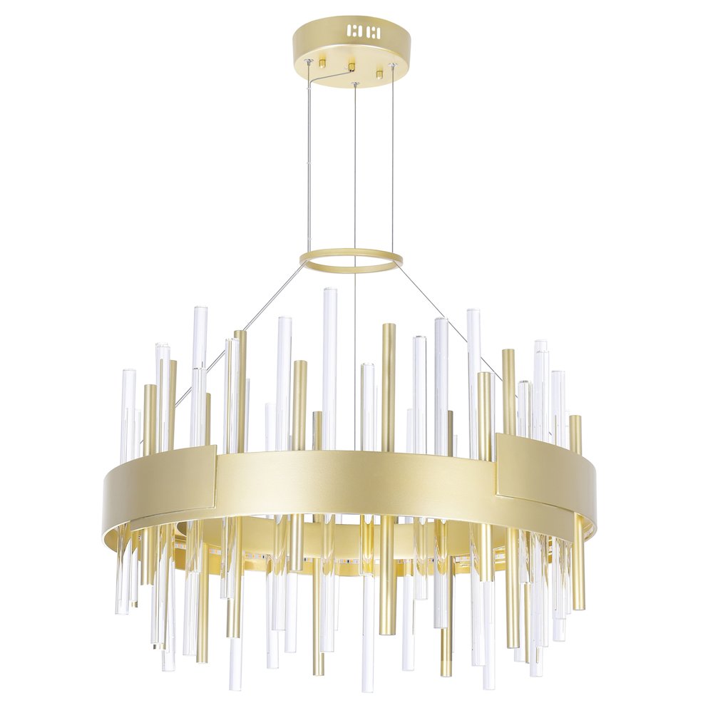 Millipede 20 in LED Satin Gold Chandelier. Picture 5