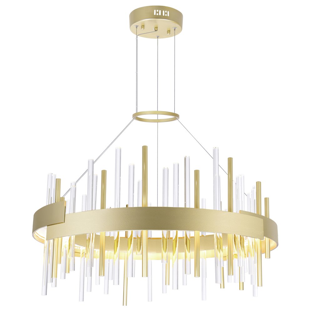 Millipede 26 in LED Satin Gold Chandelier. Picture 1