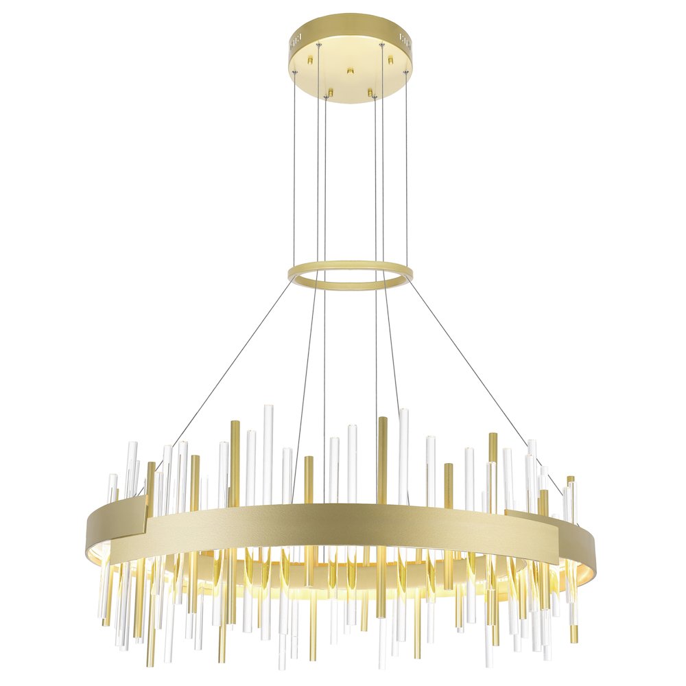 Millipede 32 in LED Satin Gold Chandelier. Picture 1