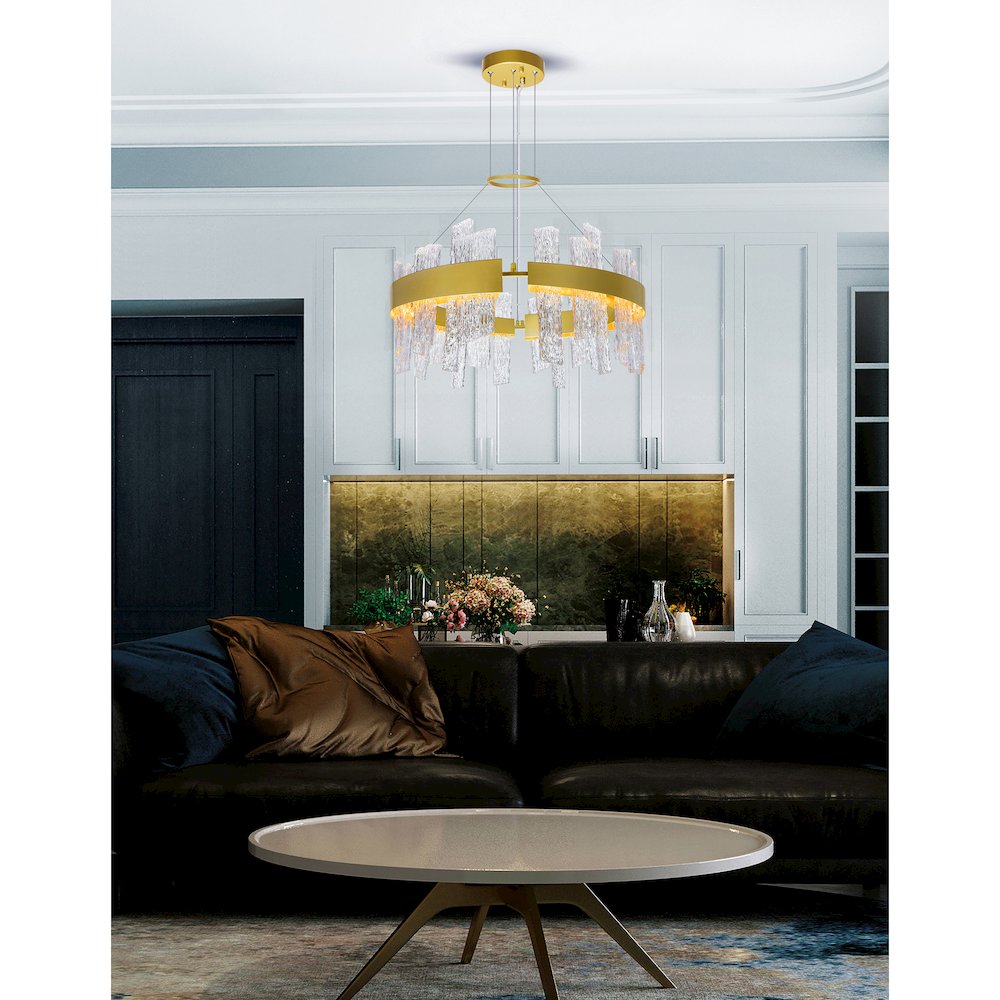 Guadiana 24 in LED Satin Gold Chandelier. Picture 7