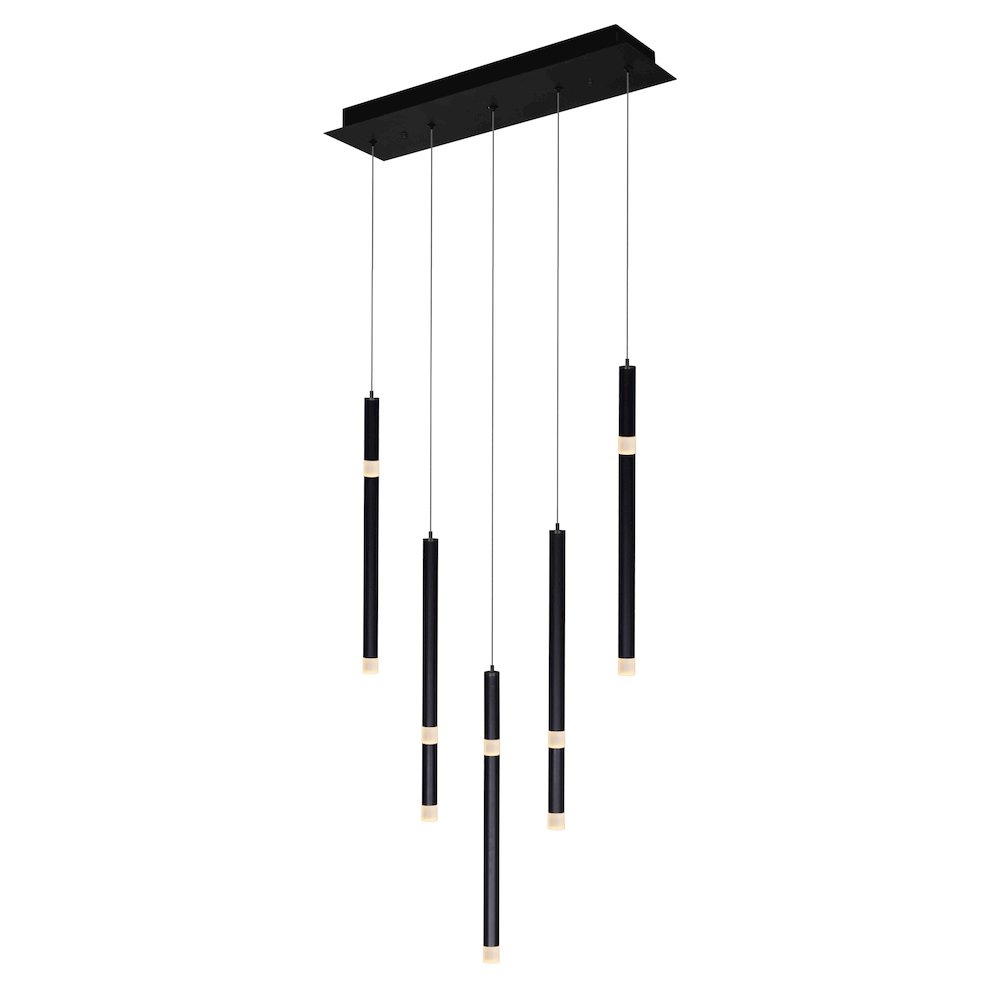 Flute 5 Light LED Chandelier With Black Finish. Picture 1