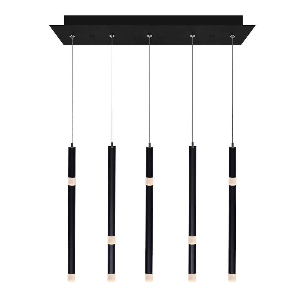 Flute 5 Light LED Chandelier With Black Finish. Picture 2
