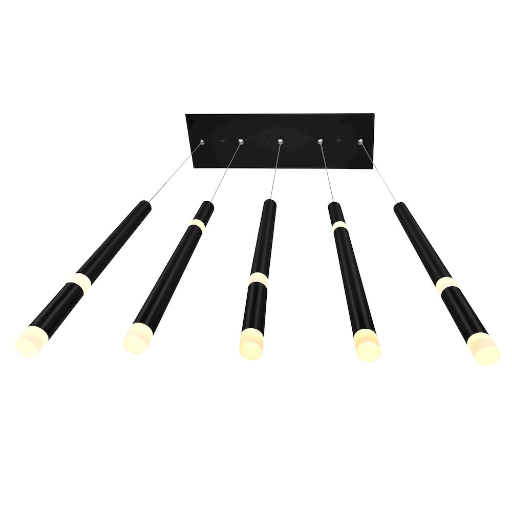 Flute 5 Light LED Chandelier With Black Finish. Picture 3