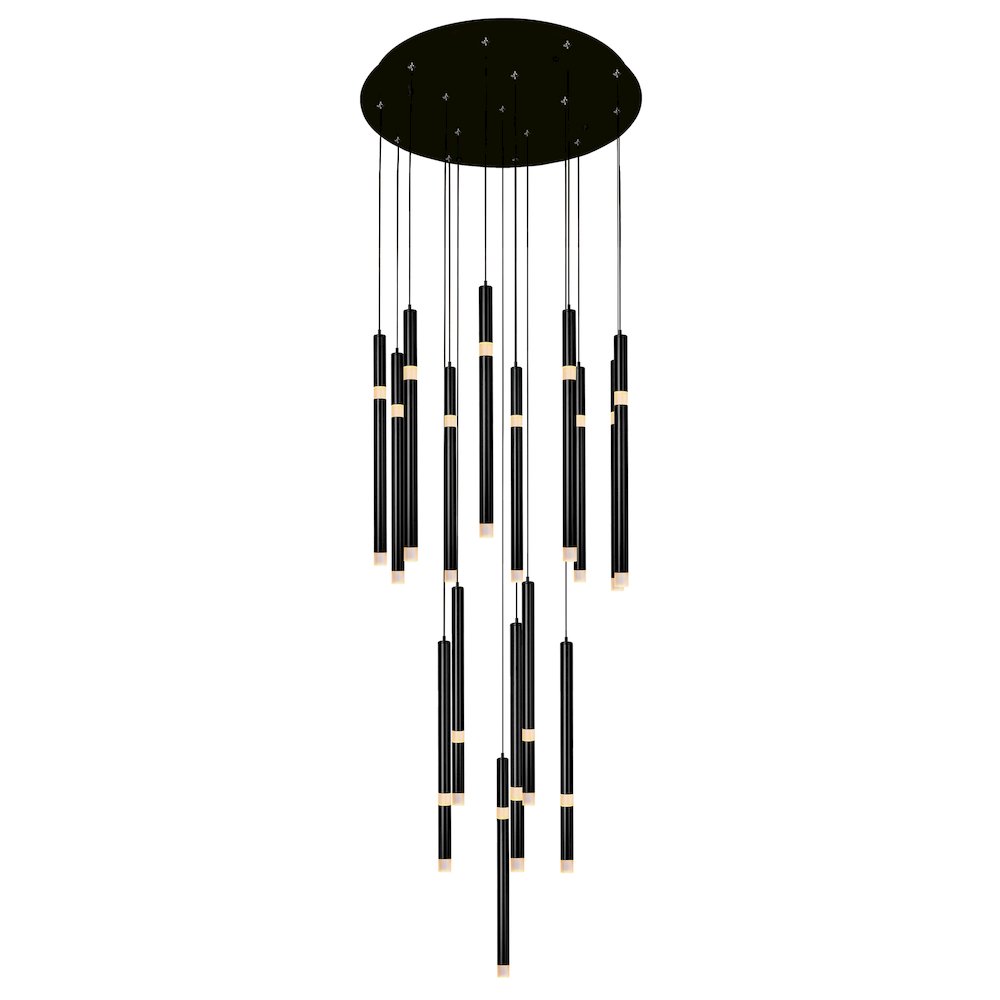 Flute 16 Light LED Chandelier With Black Finish. Picture 1