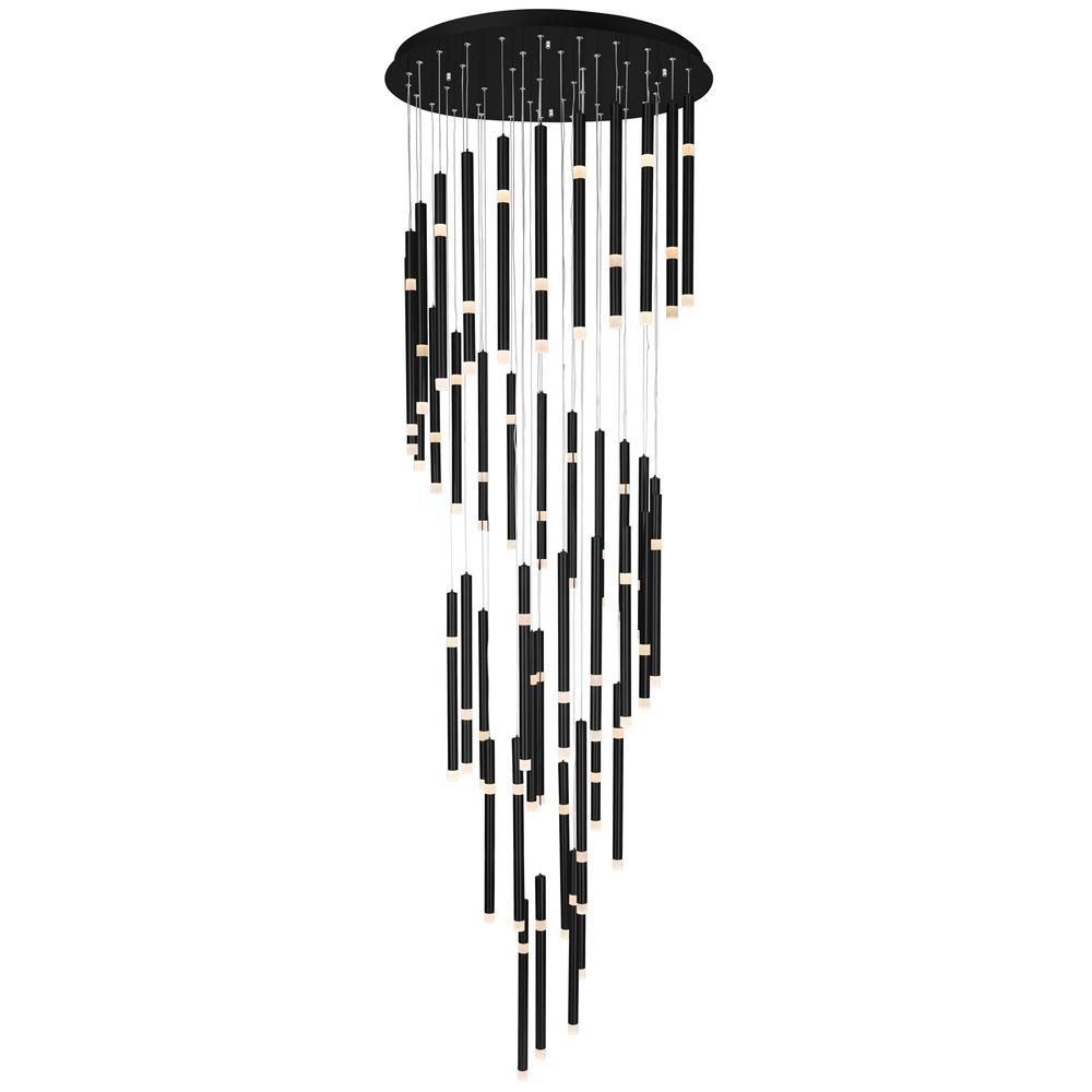 Flute 54 Light LED Chandelier With Black Finish. Picture 1