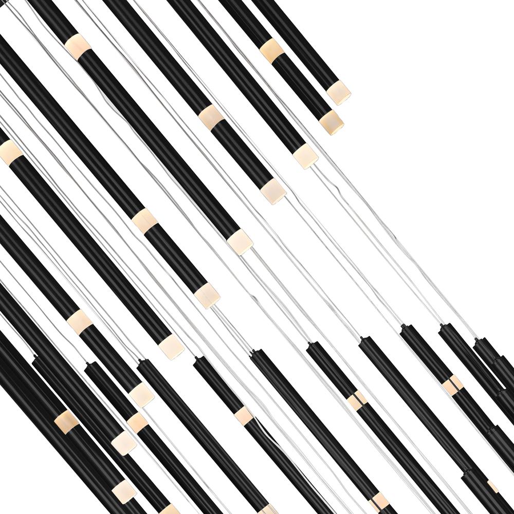 Flute 54 Light LED Chandelier With Black Finish. Picture 2