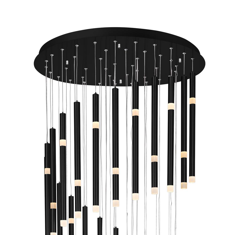 Flute 54 Light LED Chandelier With Black Finish. Picture 5