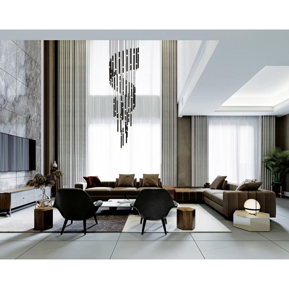 Flute 54 Light LED Chandelier With Black Finish. Picture 6