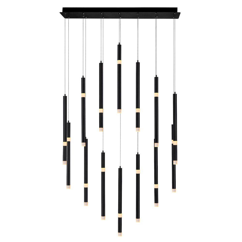 Flute 14 Light LED Chandelier With Black Finish. Picture 1