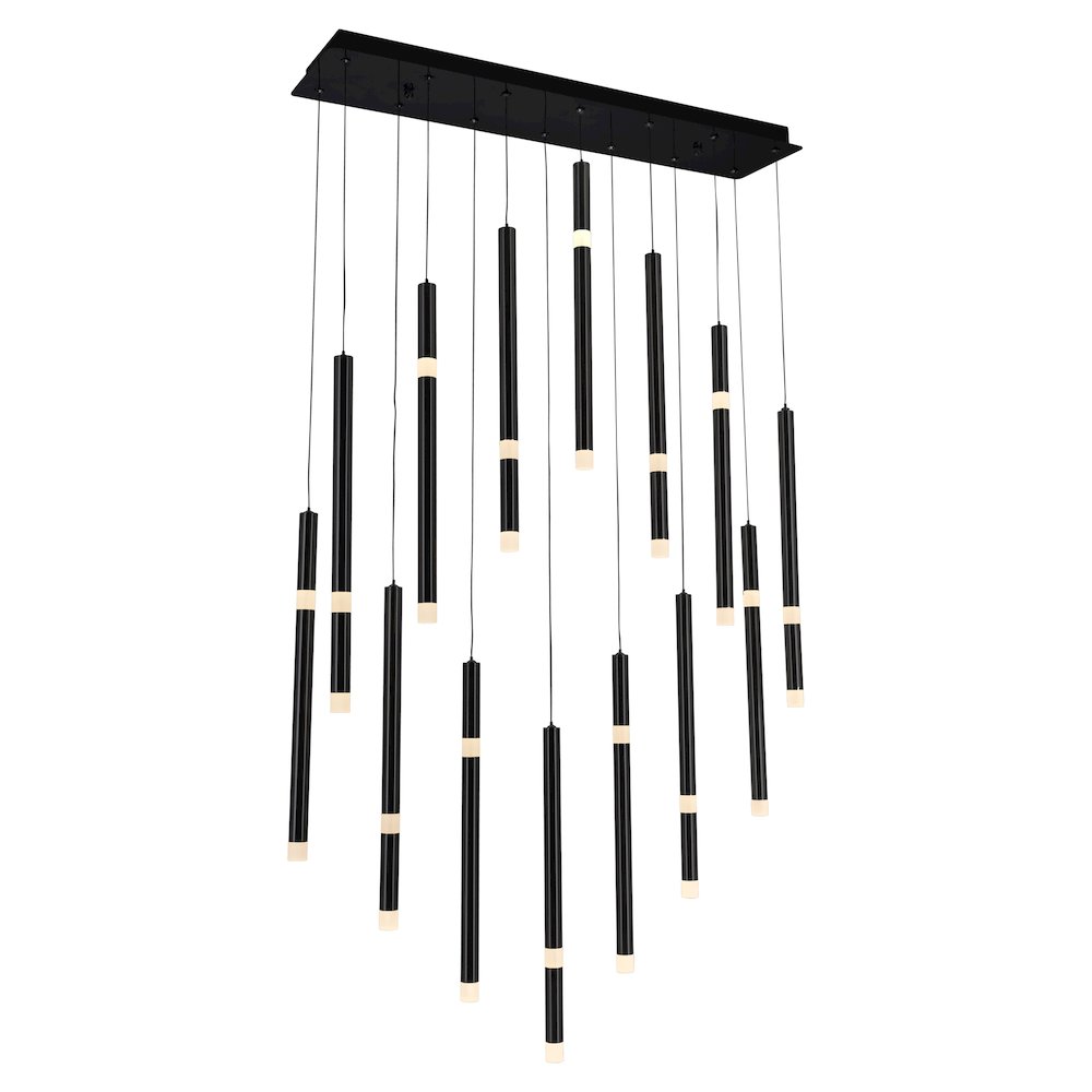 Flute 14 Light LED Chandelier With Black Finish. Picture 2