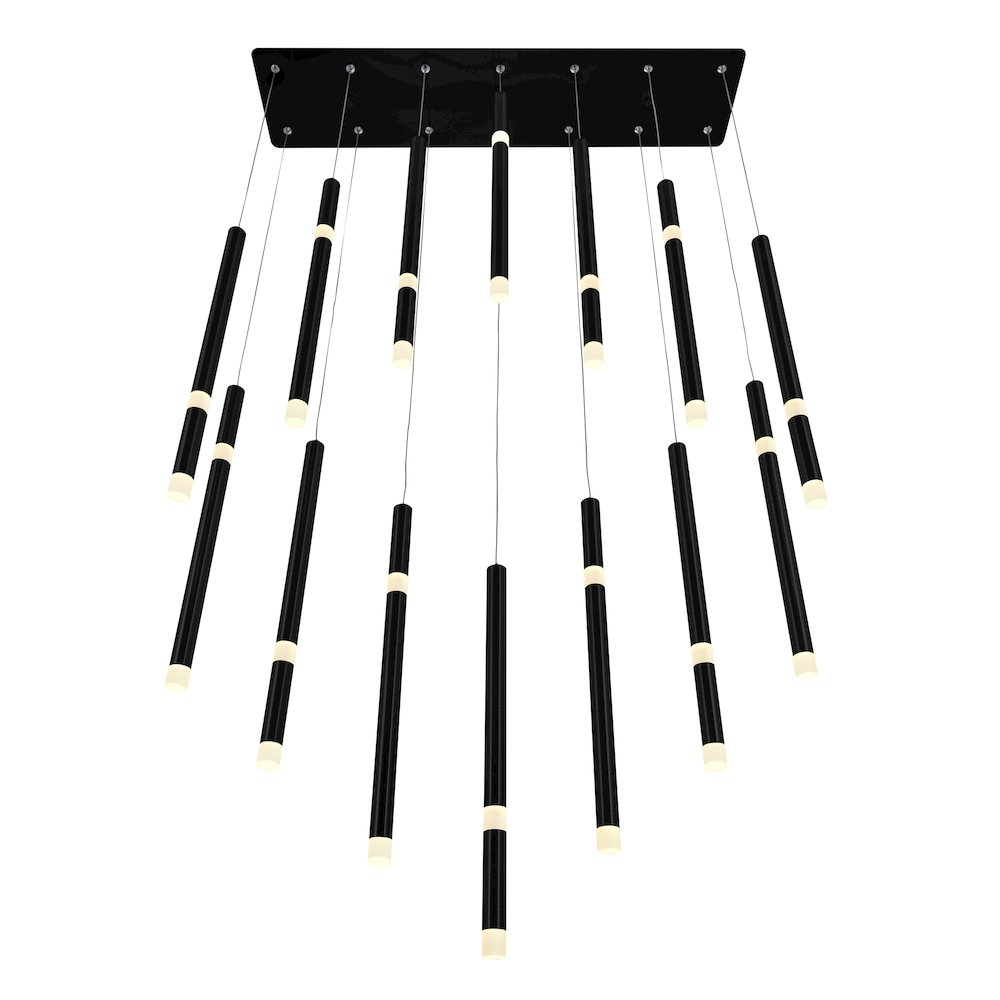 Flute 14 Light LED Chandelier With Black Finish. Picture 3