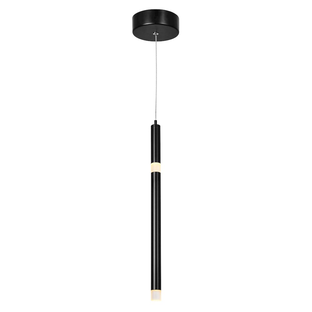 Flute 1 Light LED Pendant With Black Finish. Picture 1