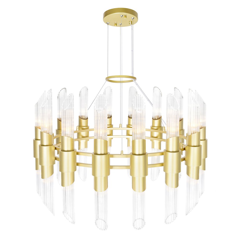 Croissant 32 Light Chandelier With Satin Gold Finish. Picture 2