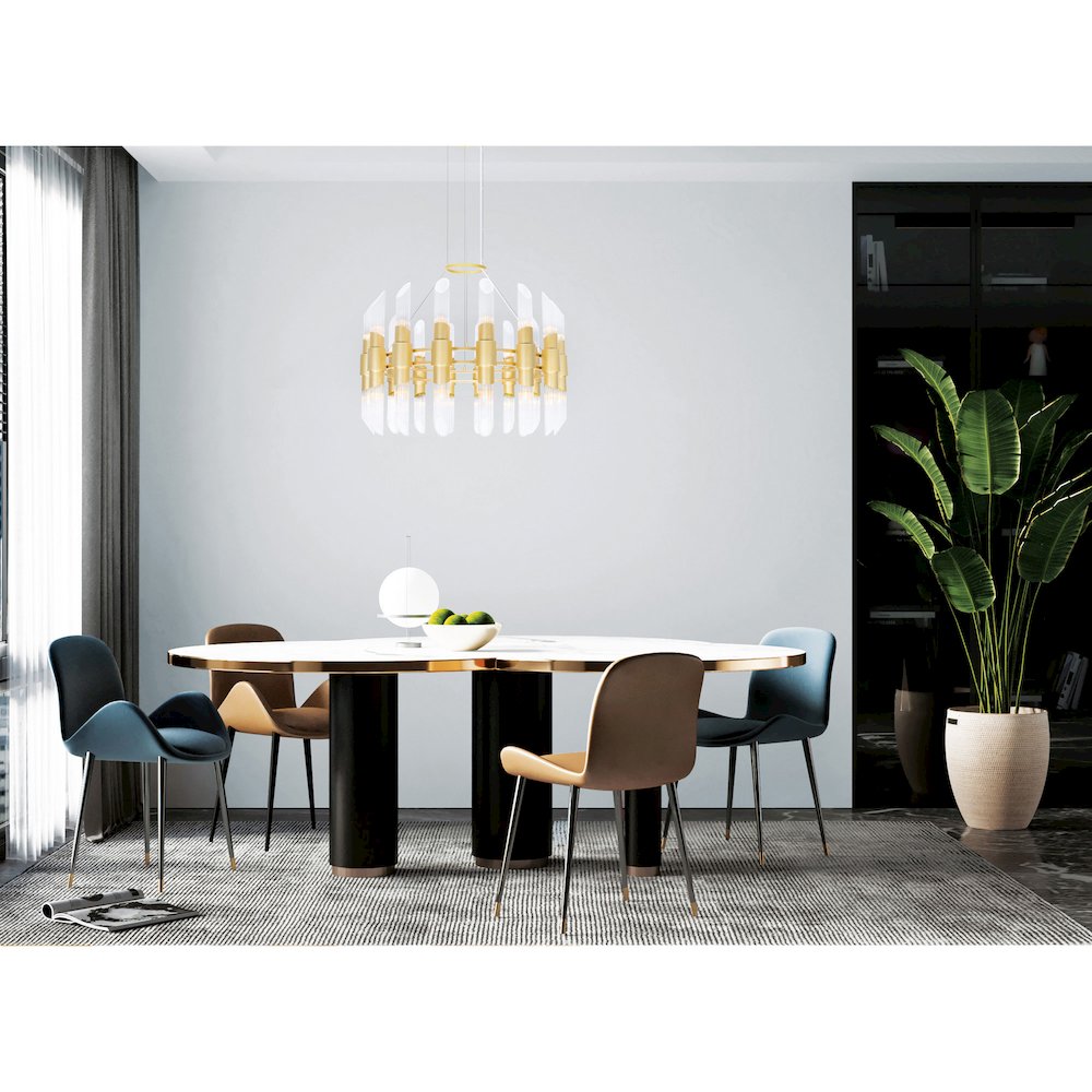 Croissant 32 Light Chandelier With Satin Gold Finish. Picture 7