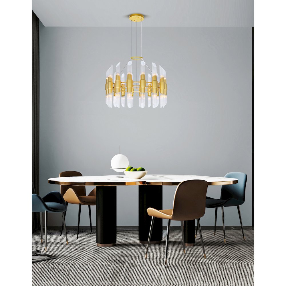 Croissant 32 Light Chandelier With Satin Gold Finish. Picture 8