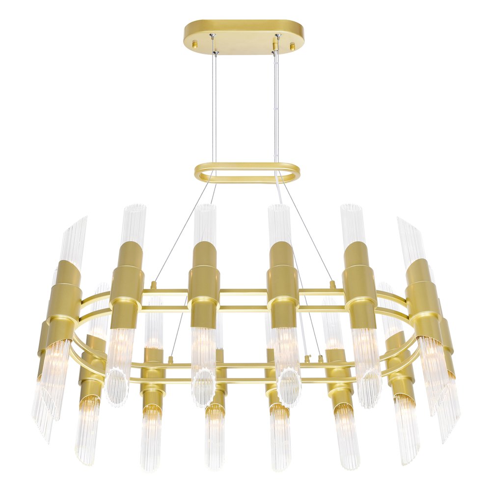Croissant 28 Light Chandelier With Satin Gold Finish. Picture 3