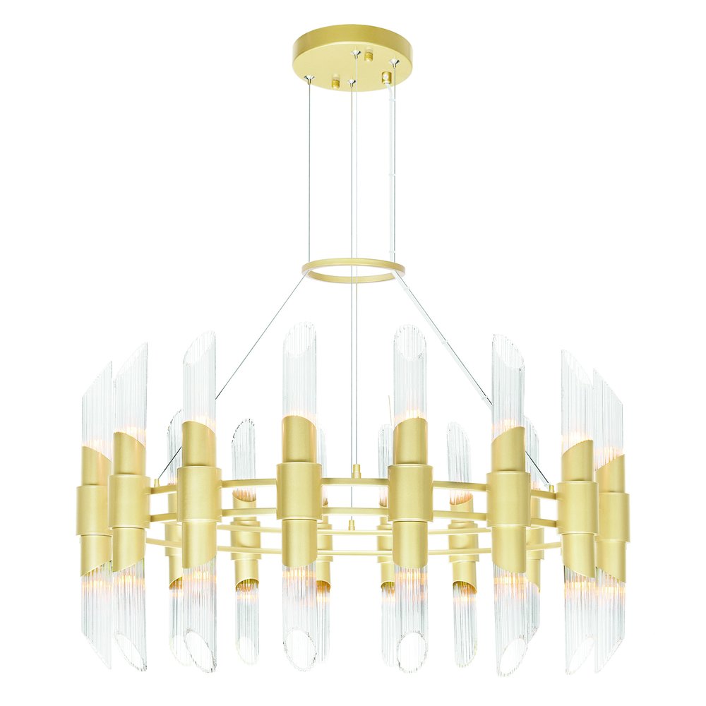Croissant 36 Light Chandelier With Satin Gold Finish. Picture 1
