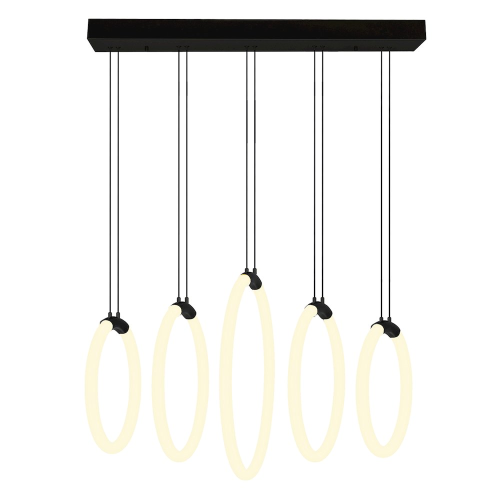 Hoops 5 Light LED Chandelier With Black Finish. Picture 1