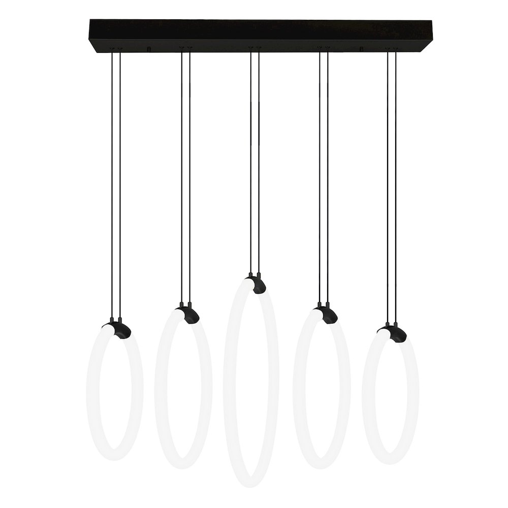 Hoops 5 Light LED Chandelier With Black Finish. Picture 5