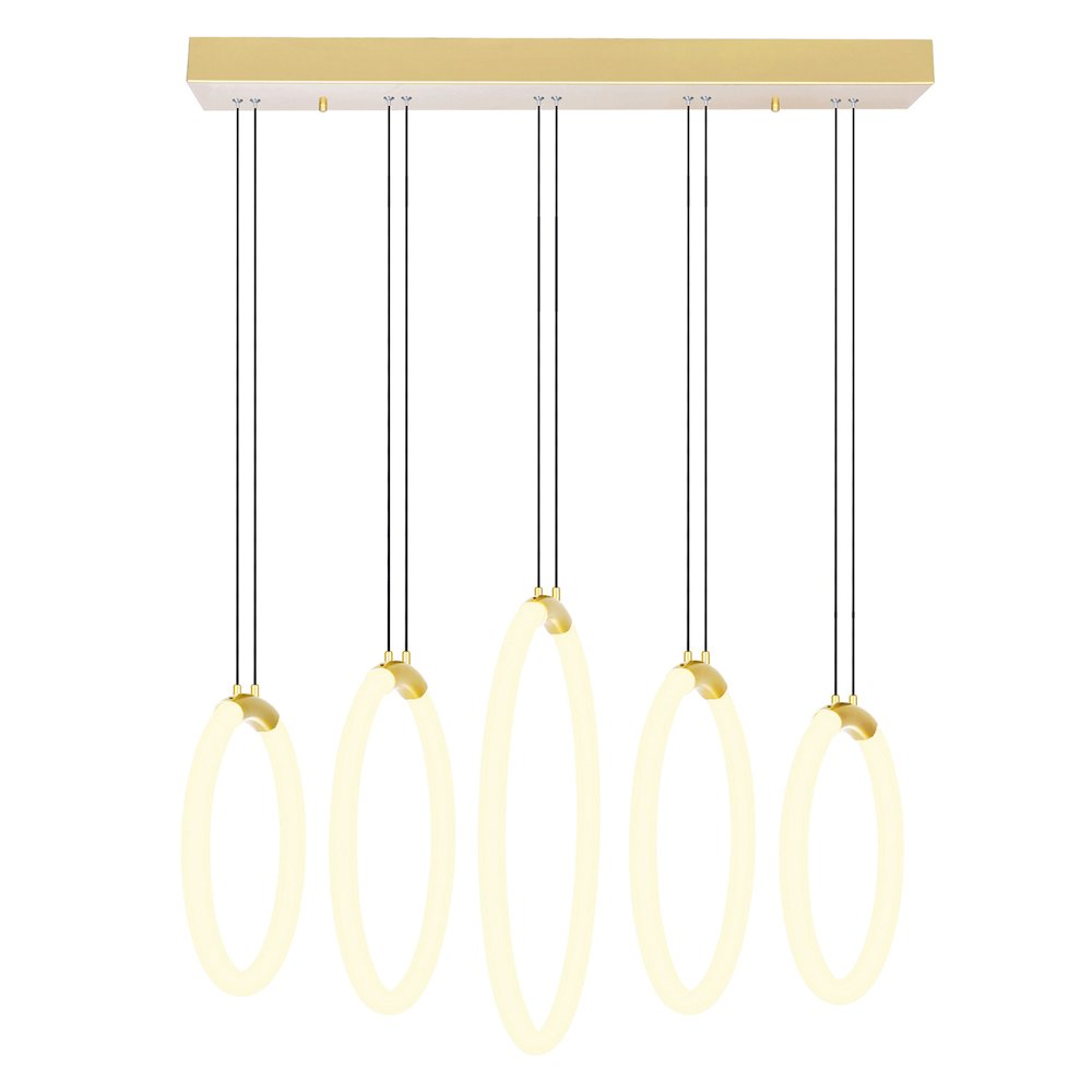 Hoops 5 Light LED Chandelier With Satin Gold Finish. Picture 1