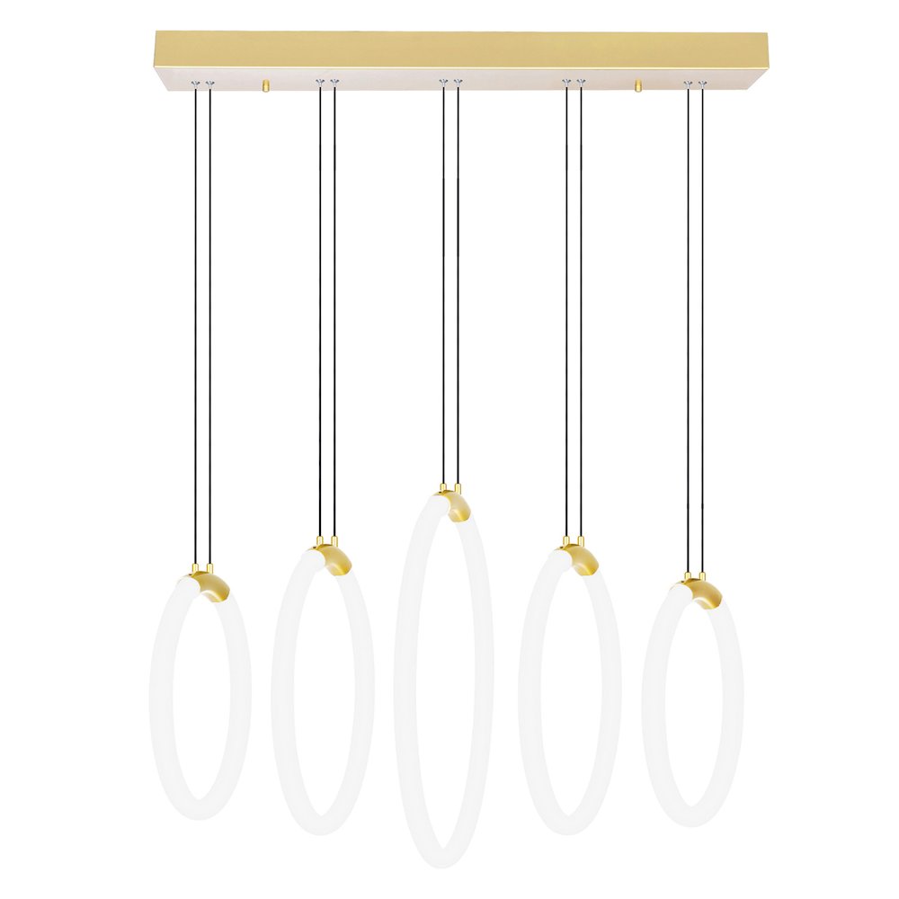 Hoops 5 Light LED Chandelier With Satin Gold Finish. Picture 5