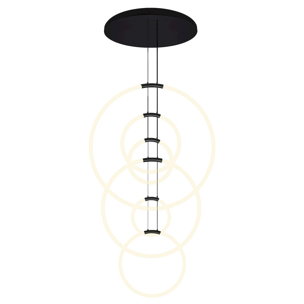 Hoops 6 Light LED Chandelier With Black Finish. Picture 1