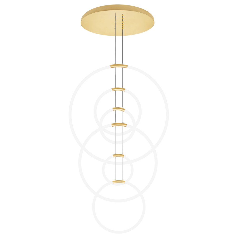 Hoops 6 Light LED Chandelier With Satin Gold Finish. Picture 5