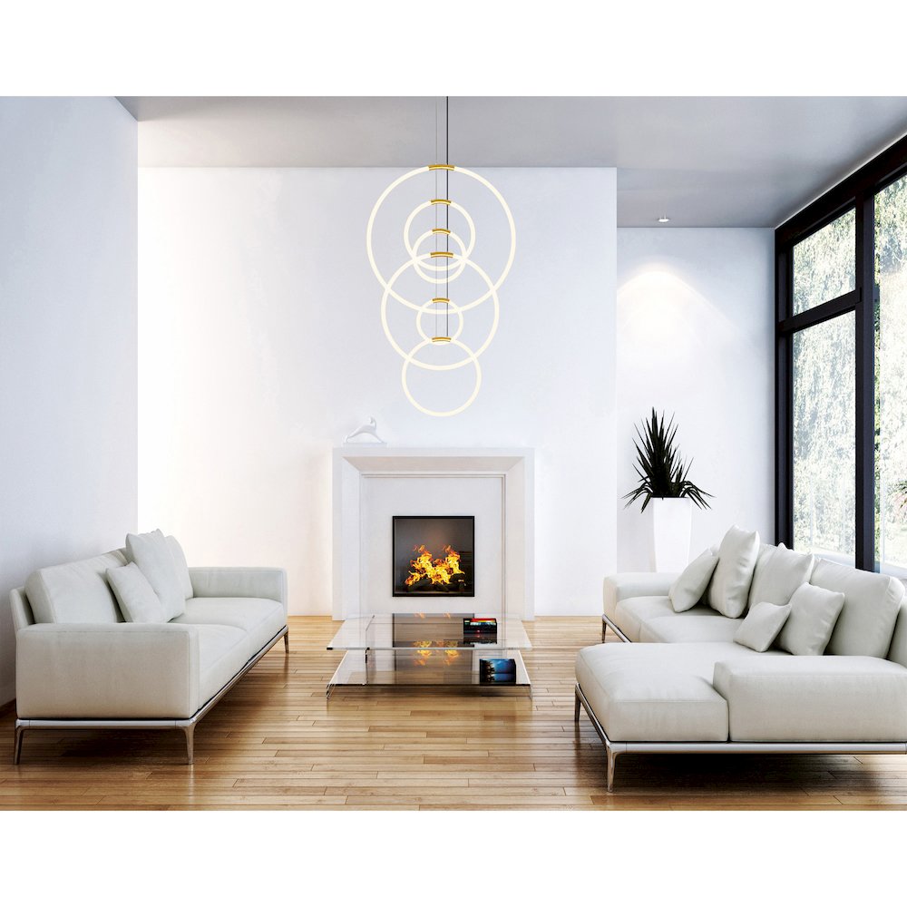 Hoops 6 Light LED Chandelier With Satin Gold Finish. Picture 6