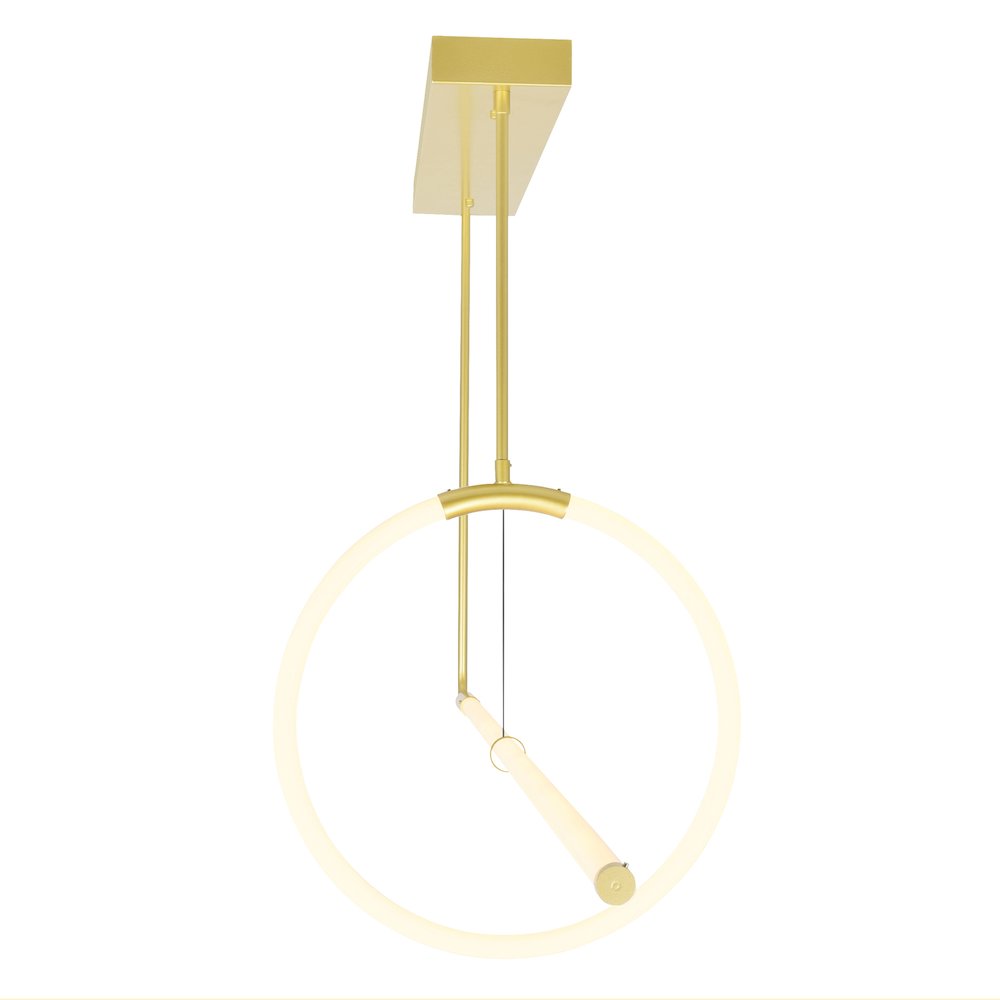 Hoops 2 Light LED Chandelier With Satin Gold Finish. Picture 2