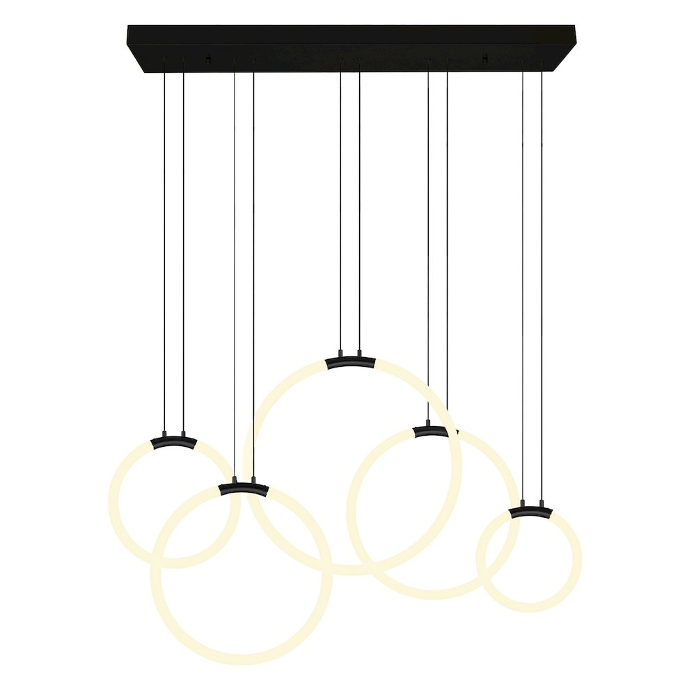 Hoops 5 Light LED Chandelier With Black Finish. Picture 1